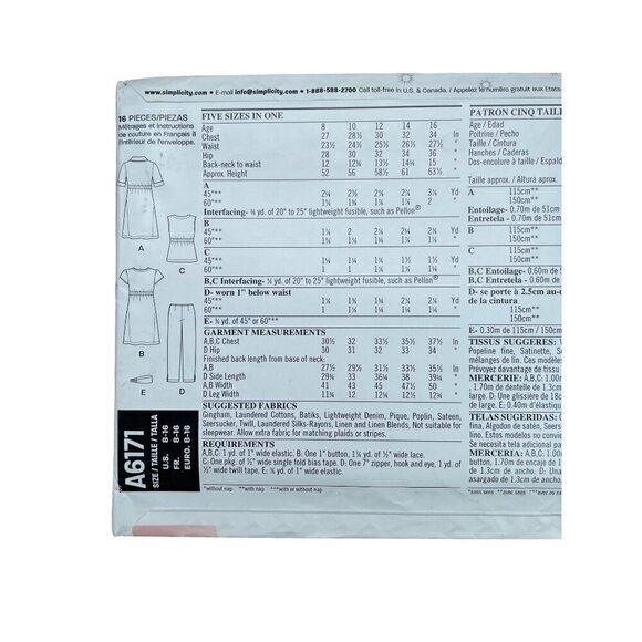 New Look Sewing Pattern 6171 Dress Shirt Pants Headband Size 8-16 - Picture 2 of 3